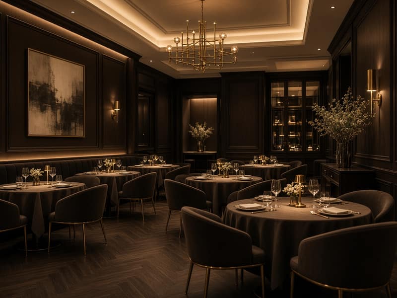 Intérieur élégant du restaurant Gourmandeur