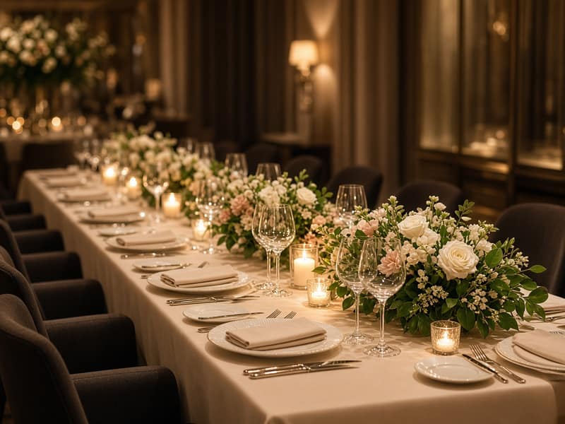 Table dressée pour une soirée événementielle
